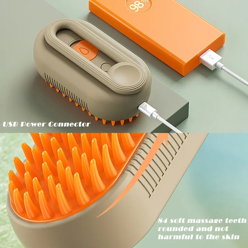 3 in 1 Pet Electric Steam Brush